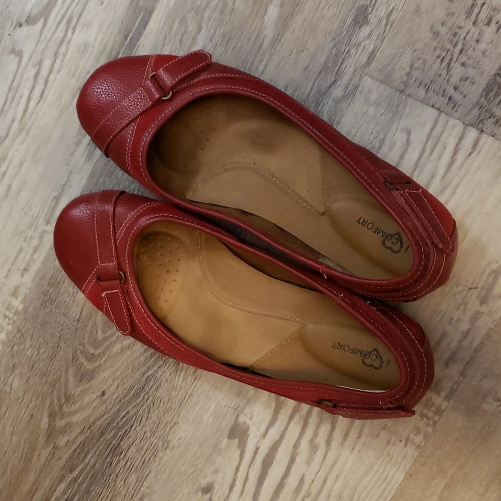 Red icomfort women's flats